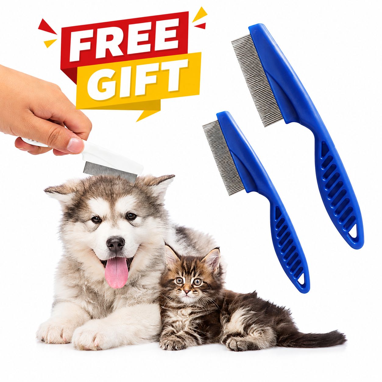Multifunctional Pet Comb Tear Stain Removal Comb Magic Pets Grooming Comb Kit For Small Dogs Puppies  Pet Grooming Brush Fine-Tooth Stainless Grooming Massage Comb